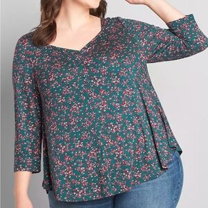Sweetheart Neck Max Swing Tee Luna Floral Cinch Front Lane Bryant Size 18/20